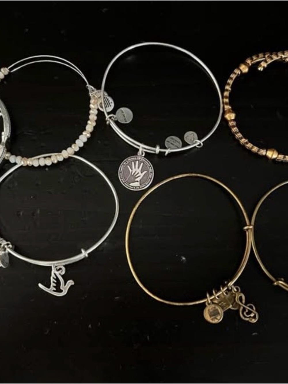 Alex and Ani Inspired Gold and Silver Charm Bangle Set - Mixed Metal